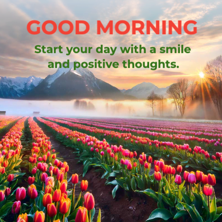 Good morning! Start your day with a smile and positive thoughts.