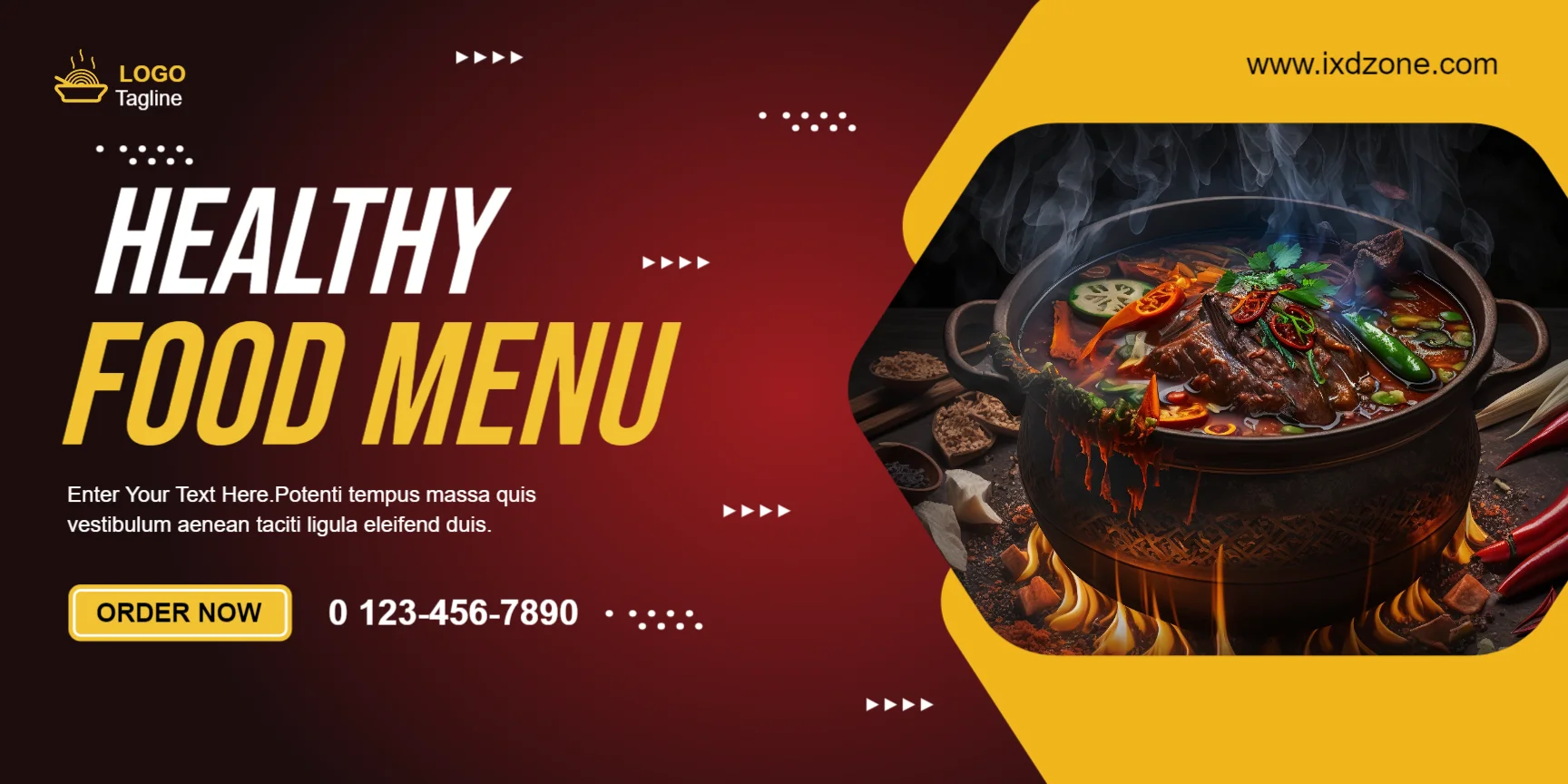 You can design food banners online using various tools.